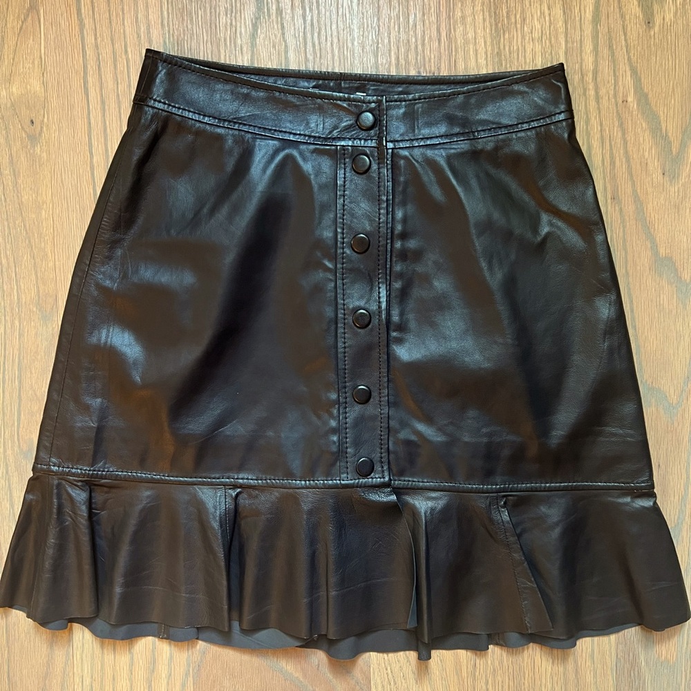 Ganni Leather Mini Skirt NWT